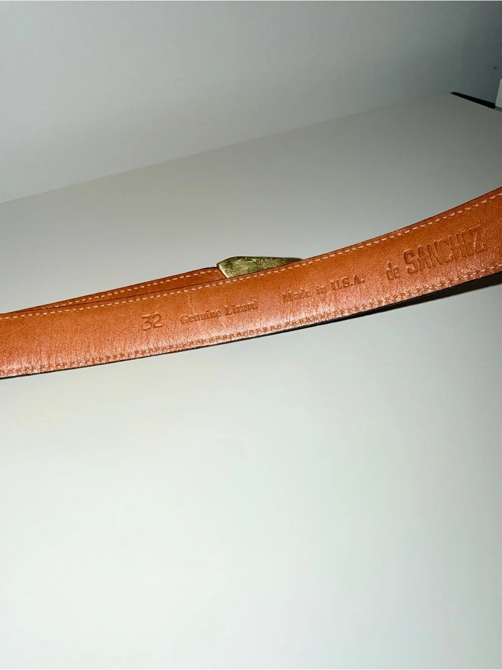 De Sanchez Black Genuine Lizard With Gold-Tone Buckle Belt, Sz 32